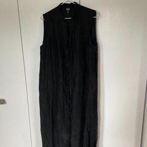 Eileen Fisher Black Linen and Silk Sleeveless Maxi Dress Size Medium